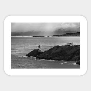 Howth Cliffs, Dublin, Ireland, black and white Sticker